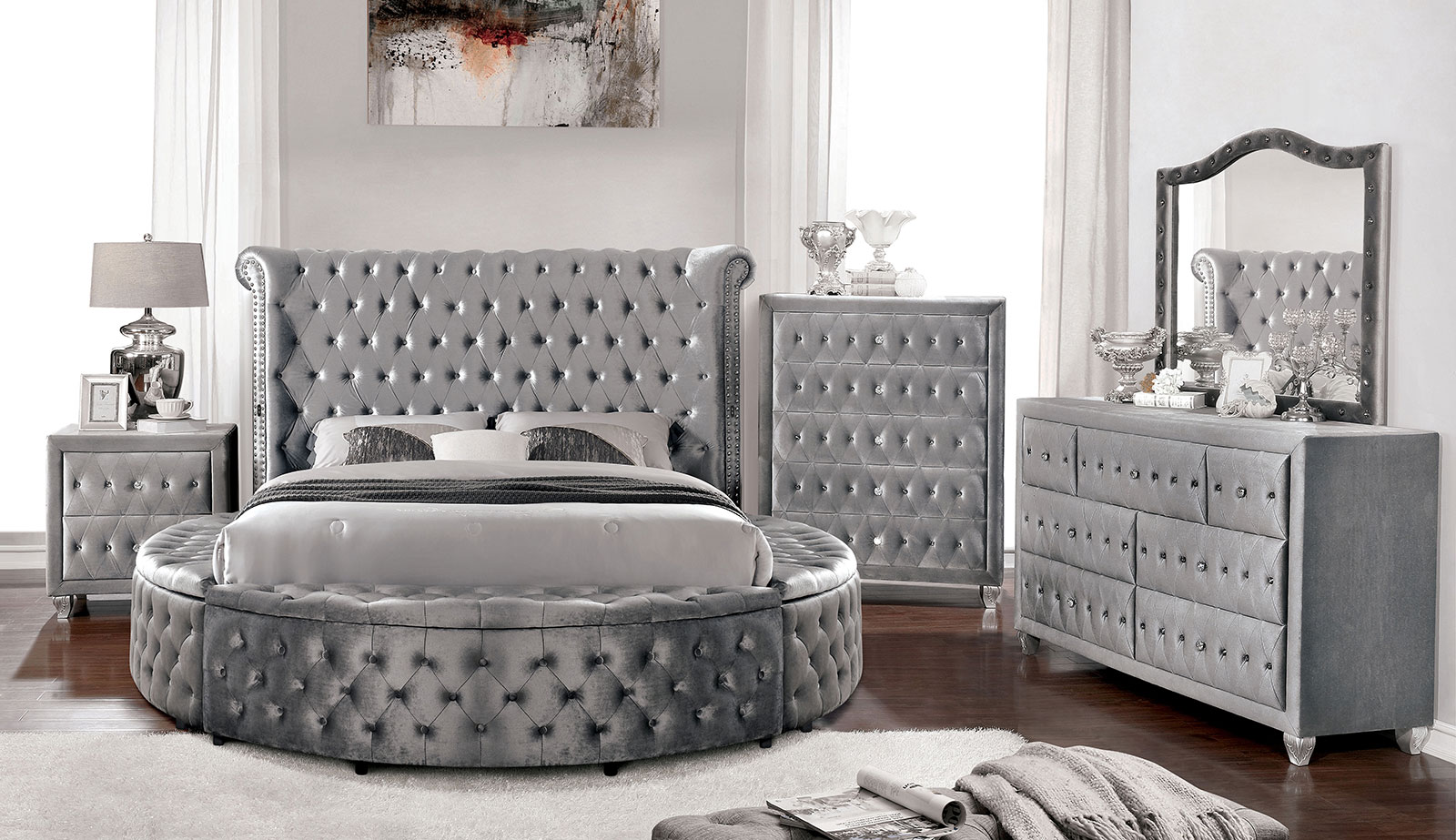 (image for) Sansom Grey Qn. 5Pc W/Chest