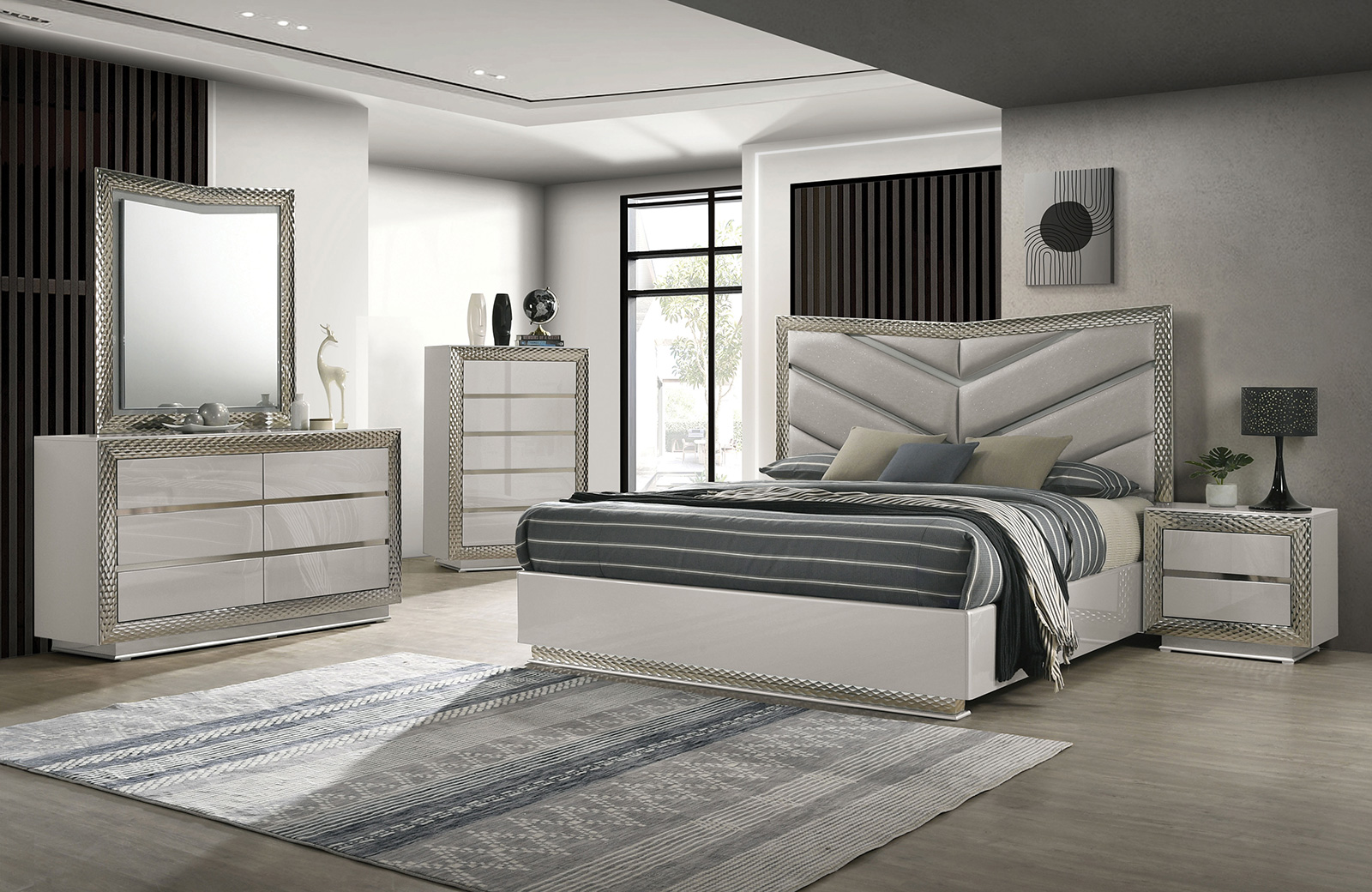(image for) Ventnor Grey Qn. 5Pc W/2Ns