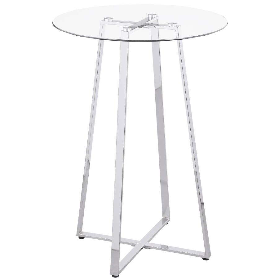 (image for) Zanella Round 30-inch Glass Top Bistro Bar Table Chrome