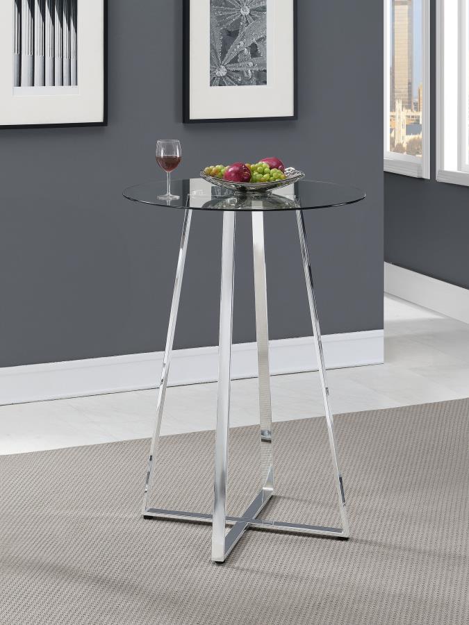 (image for) Zanella Round 30-inch Glass Top Bistro Bar Table Chrome