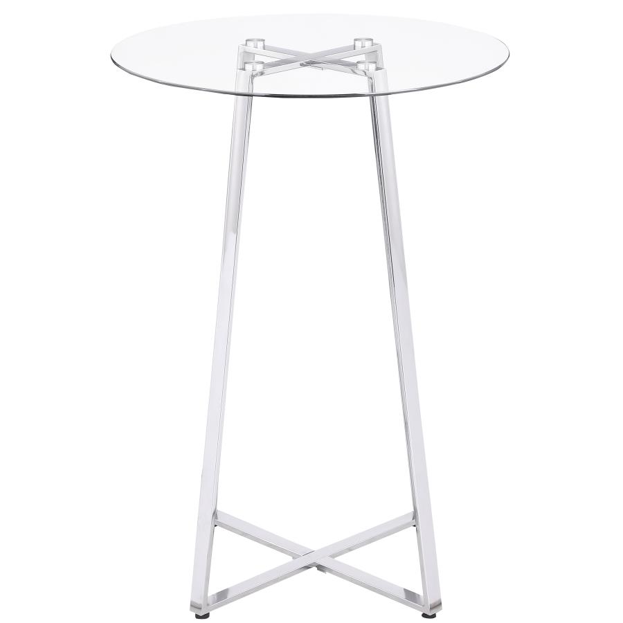 (image for) Zanella Round 30-inch Glass Top Bistro Bar Table Chrome