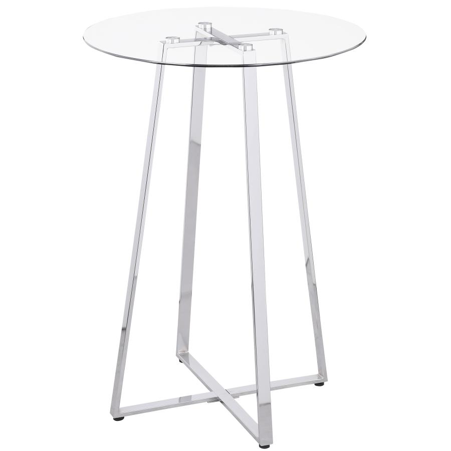 (image for) Zanella Round 30-inch Glass Top Bistro Bar Table Chrome