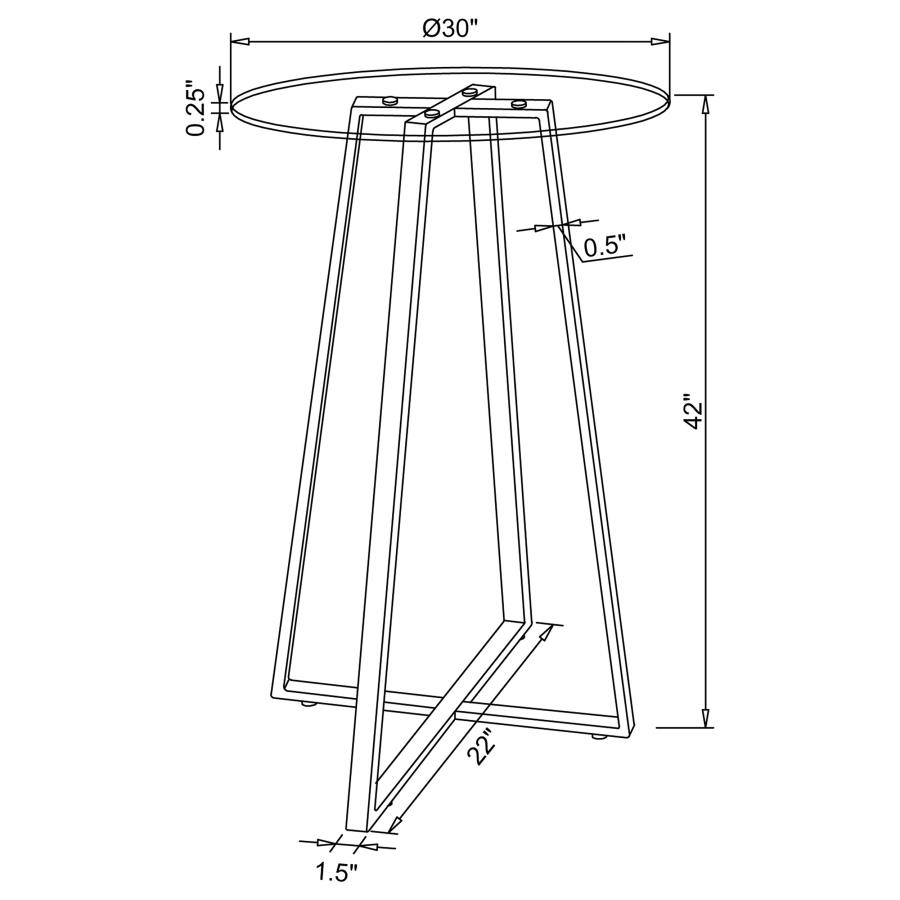 (image for) Zanella Round 30-inch Glass Top Bistro Bar Table Chrome