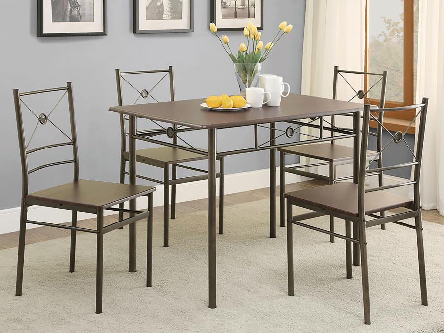 (image for) Anna 5-piece Rectangular Dining Table Set Dark Bronze - Click Image to Close