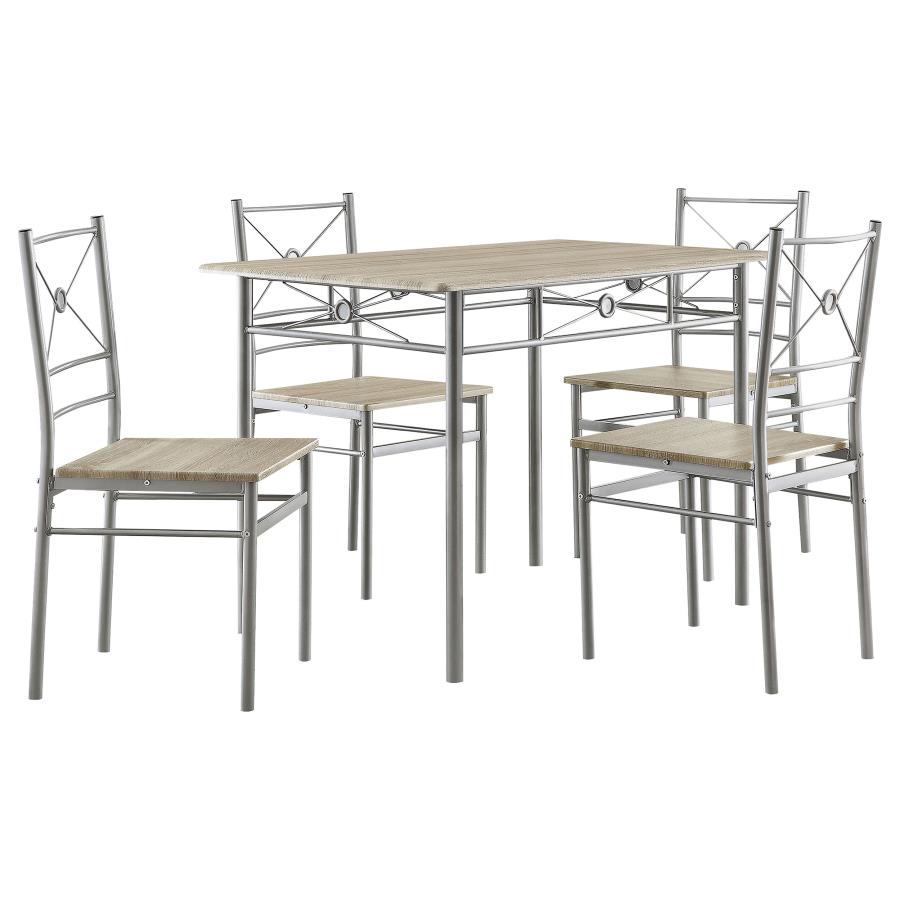 (image for) Anna 5-piece Rectangular Dining Table Set Silver