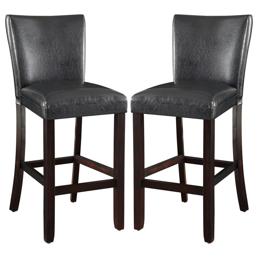 (image for) Alberton Leatherette Upholstered Bar Chair Black (Set of 2) - Click Image to Close