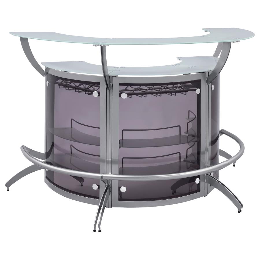 (image for) Dallas 3-piece Curved Freestanding Home Bar Cabinet Silver - Click Image to Close