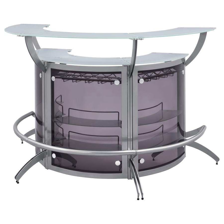 (image for) Dallas 3-piece Curved Freestanding Home Bar Cabinet Silver