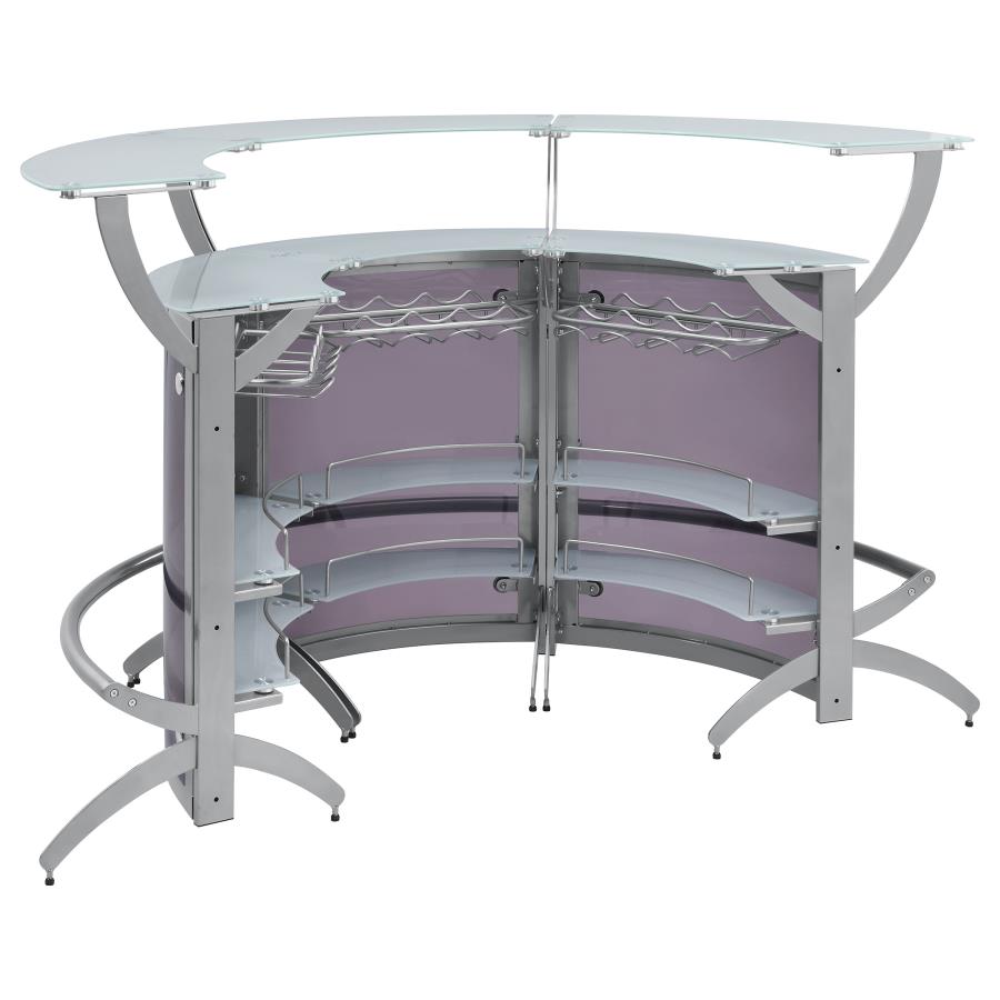 (image for) Dallas 3-piece Curved Freestanding Home Bar Cabinet Silver