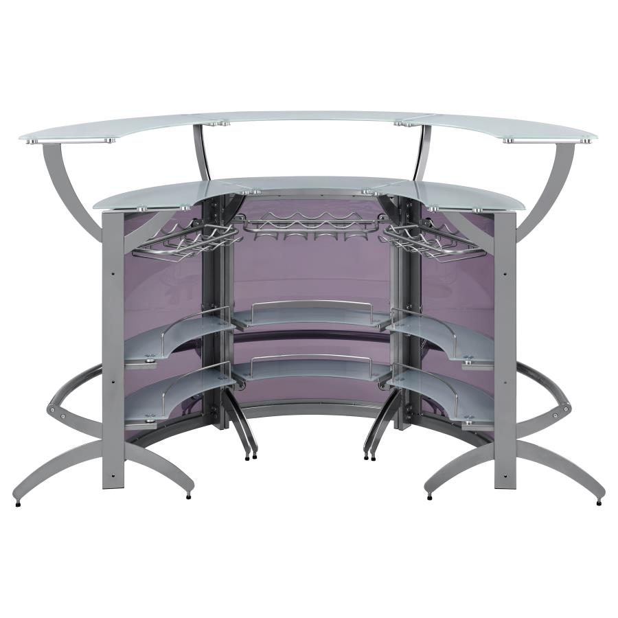 (image for) Dallas 3-piece Curved Freestanding Home Bar Cabinet Silver