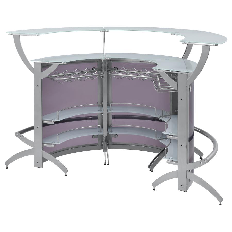 (image for) Dallas 3-piece Curved Freestanding Home Bar Cabinet Silver