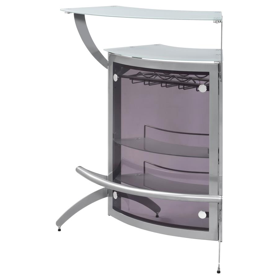 (image for) Dallas 2-shelf Curved Freestanding Home Bar Cabinet Silver