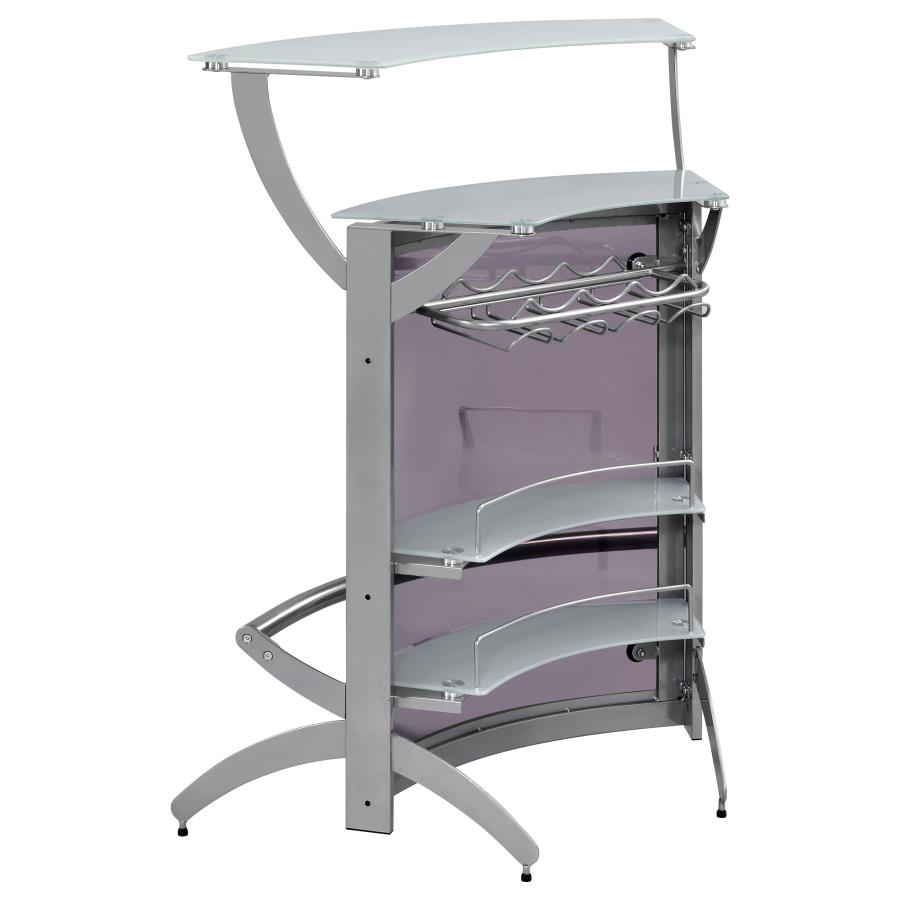 (image for) Dallas 2-shelf Curved Freestanding Home Bar Cabinet Silver