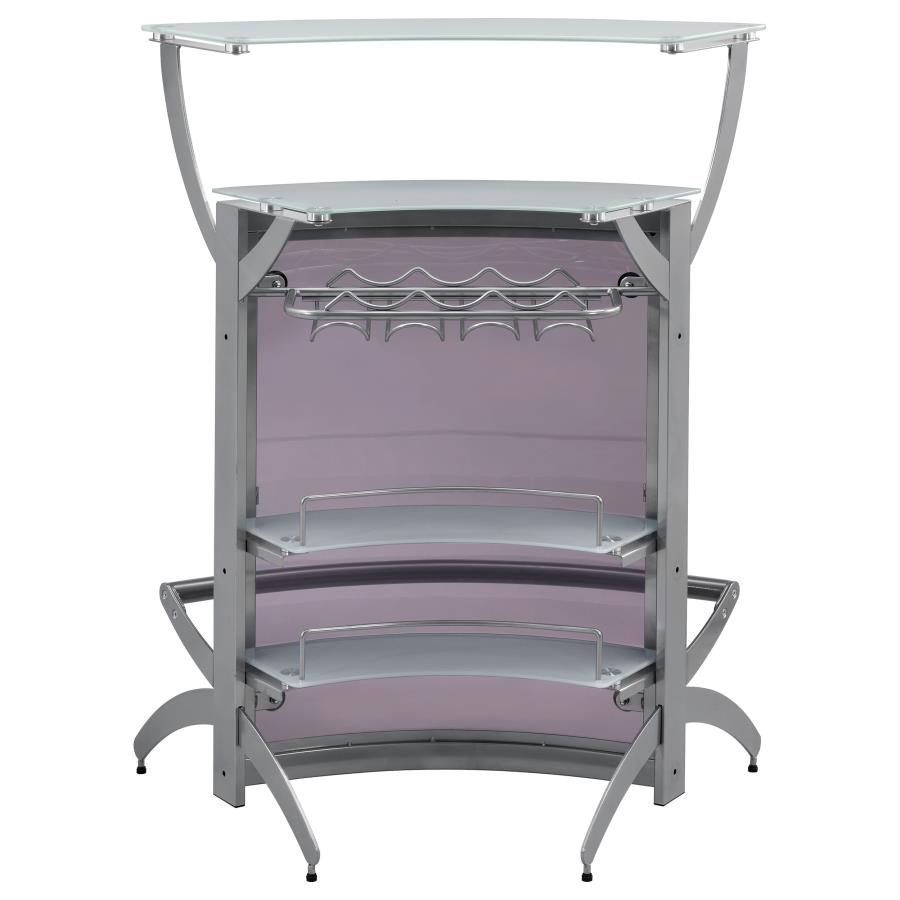 (image for) Dallas 2-shelf Curved Freestanding Home Bar Cabinet Silver