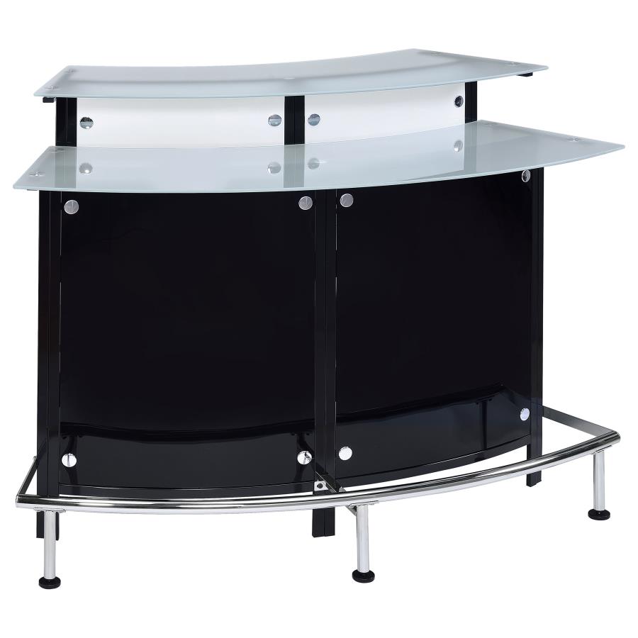 (image for) Keystone Curved Glass Top Home Bar Wine Cabinet Black - Click Image to Close