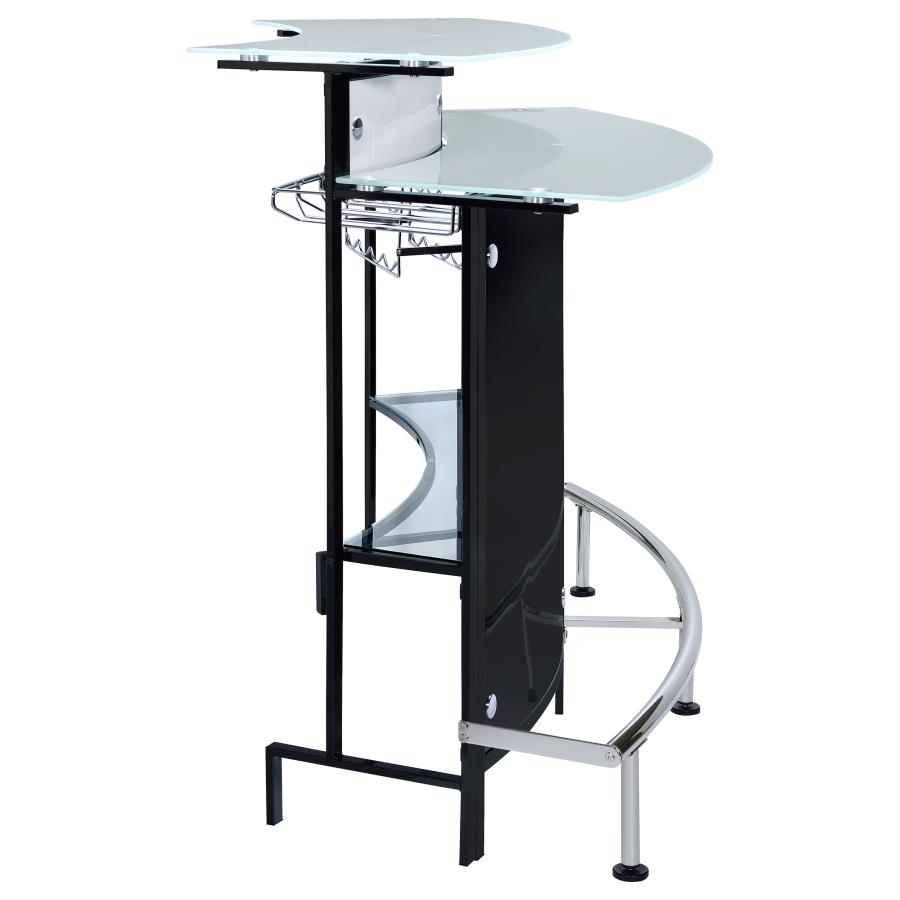 (image for) Keystone Curved Glass Top Home Bar Wine Cabinet Black