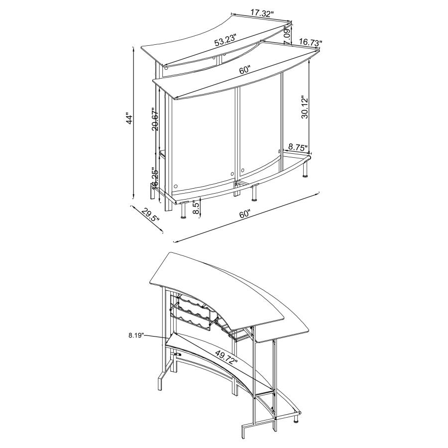 (image for) Keystone Curved Glass Top Home Bar Wine Cabinet Black