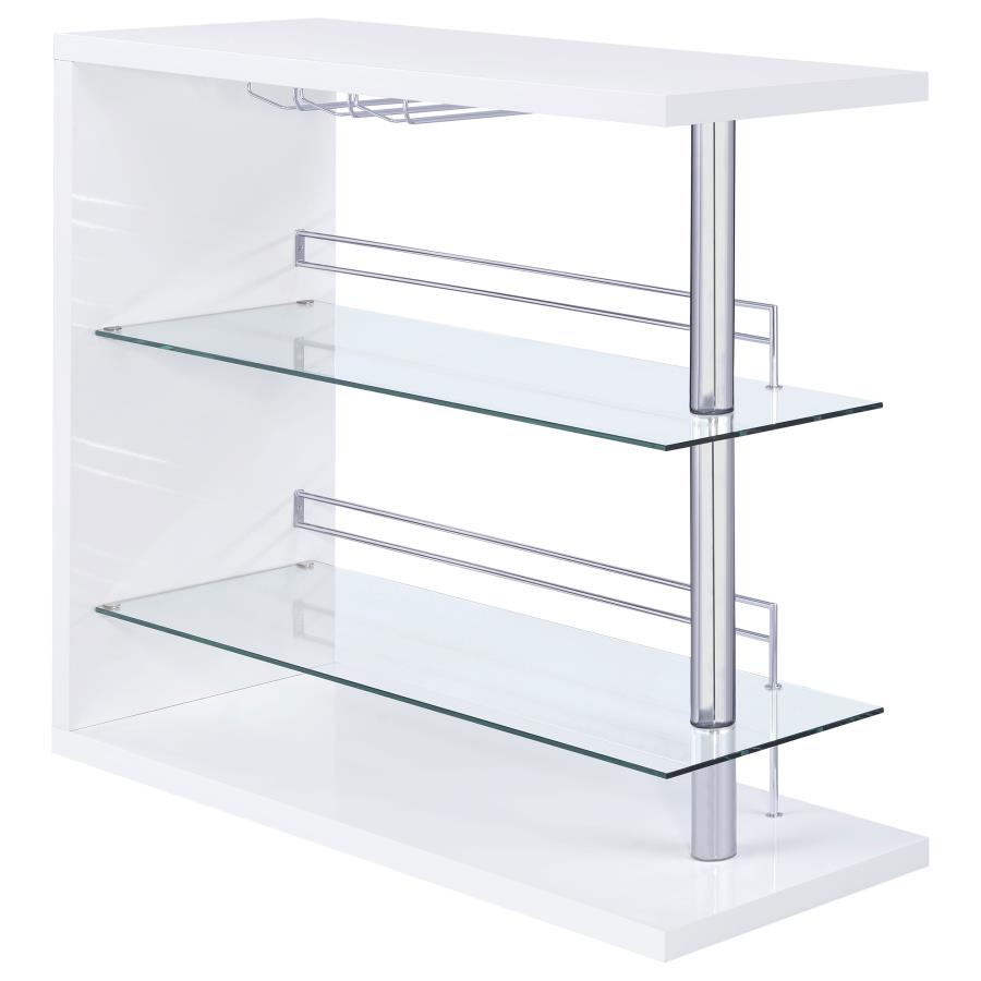 (image for) Prescott Rectangular Home Bar Table White High Gloss - Click Image to Close