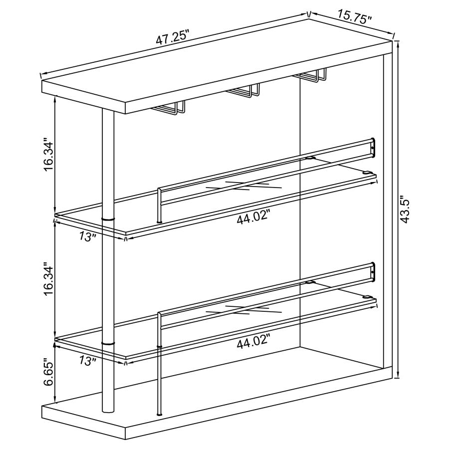 (image for) Prescott Rectangular Home Bar Table White High Gloss