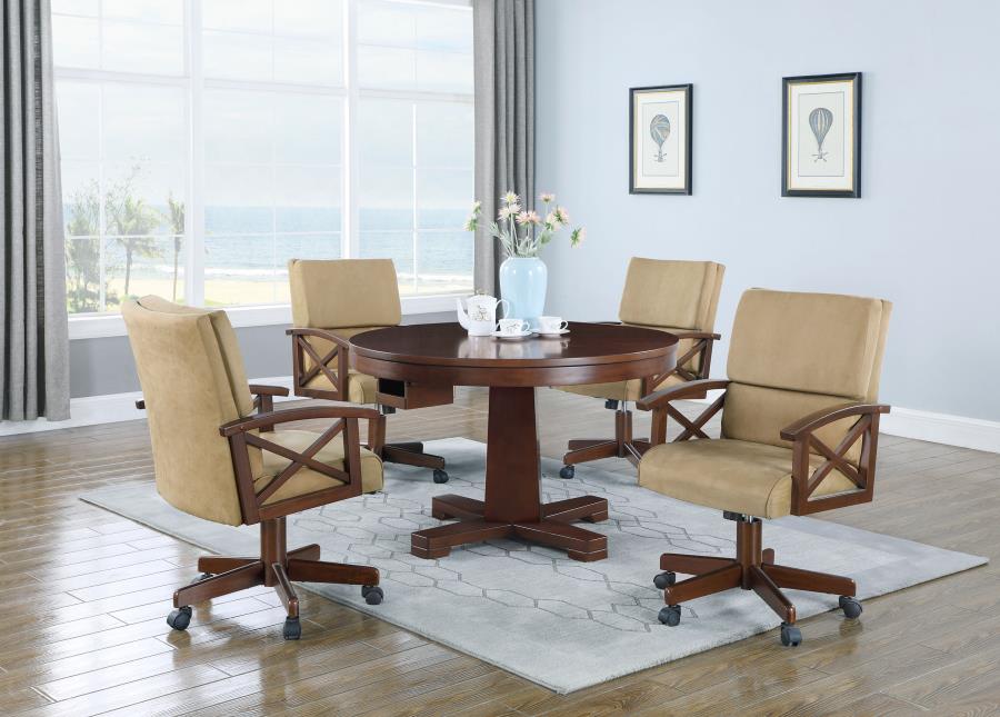 (image for) Marietta 5-piece 3-in-1 Dining and Game Table Set Tobacco - Click Image to Close