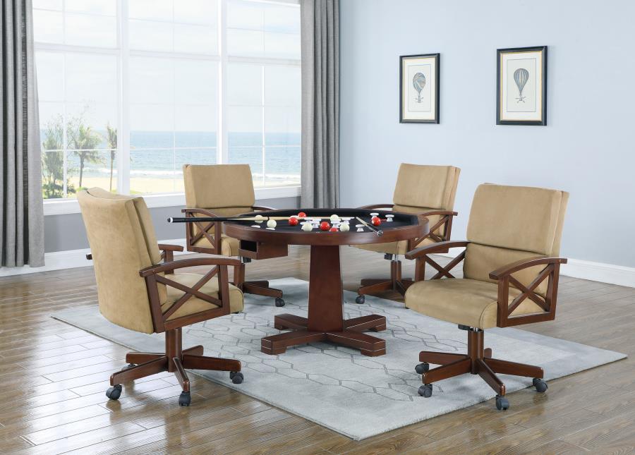 (image for) Marietta Round Dining and Billiard Poker Game Table Tobacco