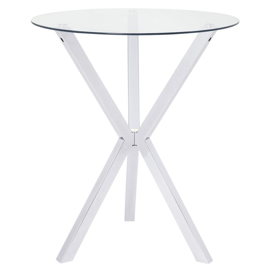 (image for) Denali Round 35-inch Glass Top Bistro Bar Table Chrome