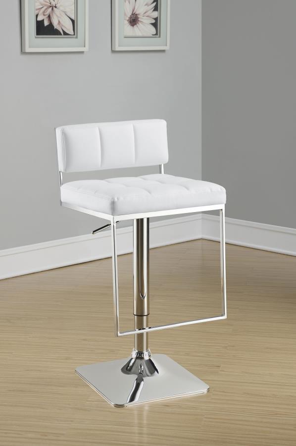 (image for) Alameda Adjustable Bar Stool White and Chrome