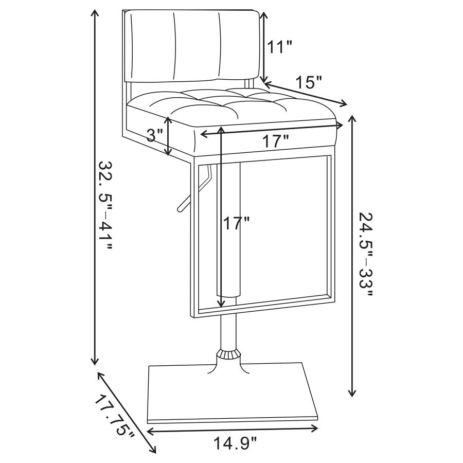 (image for) Alameda Adjustable Bar Stool White and Chrome