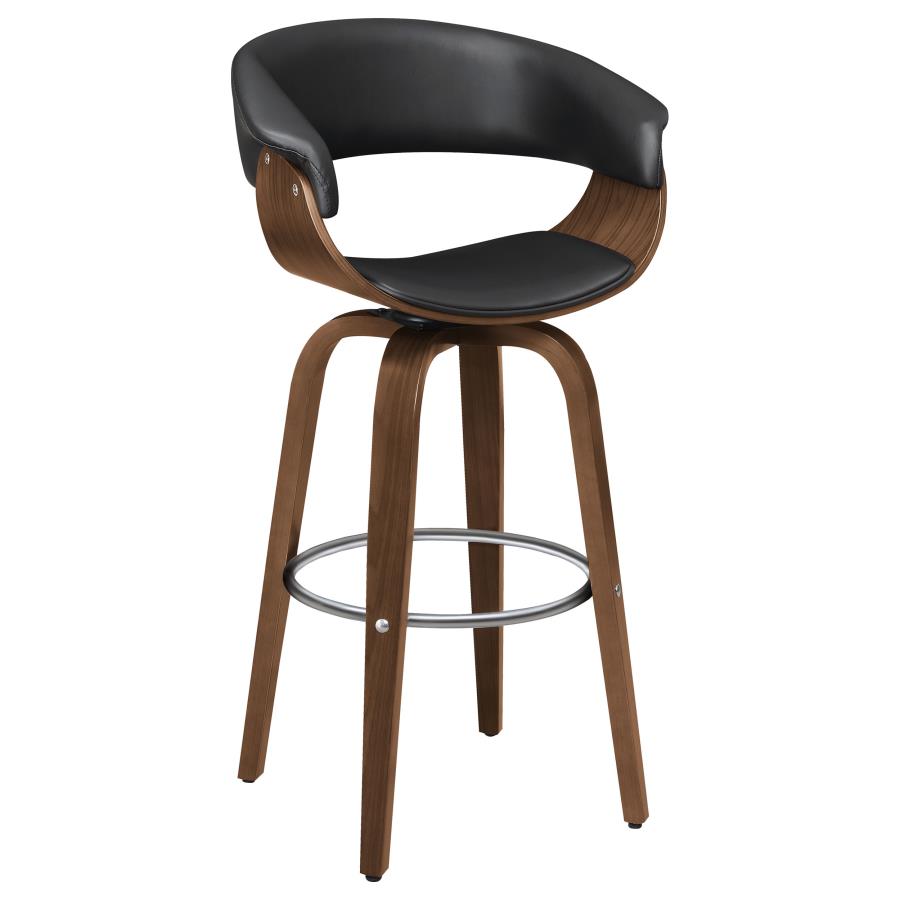 (image for) Zion Upholstered Swivel Bar Stool Walnut and Black - Click Image to Close