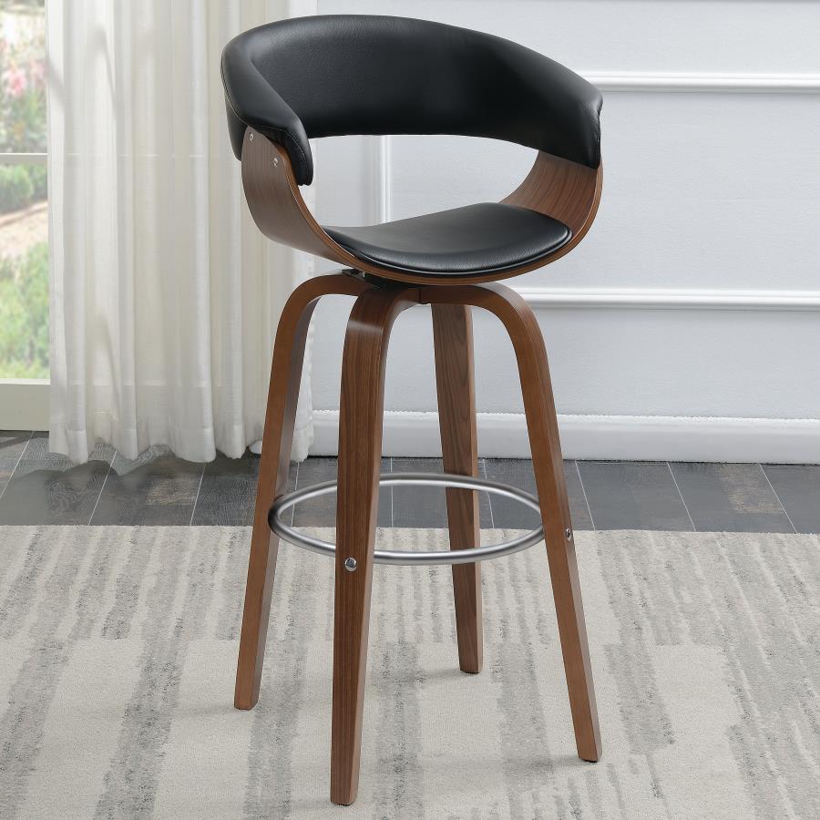 (image for) Zion Upholstered Swivel Bar Stool Walnut and Black