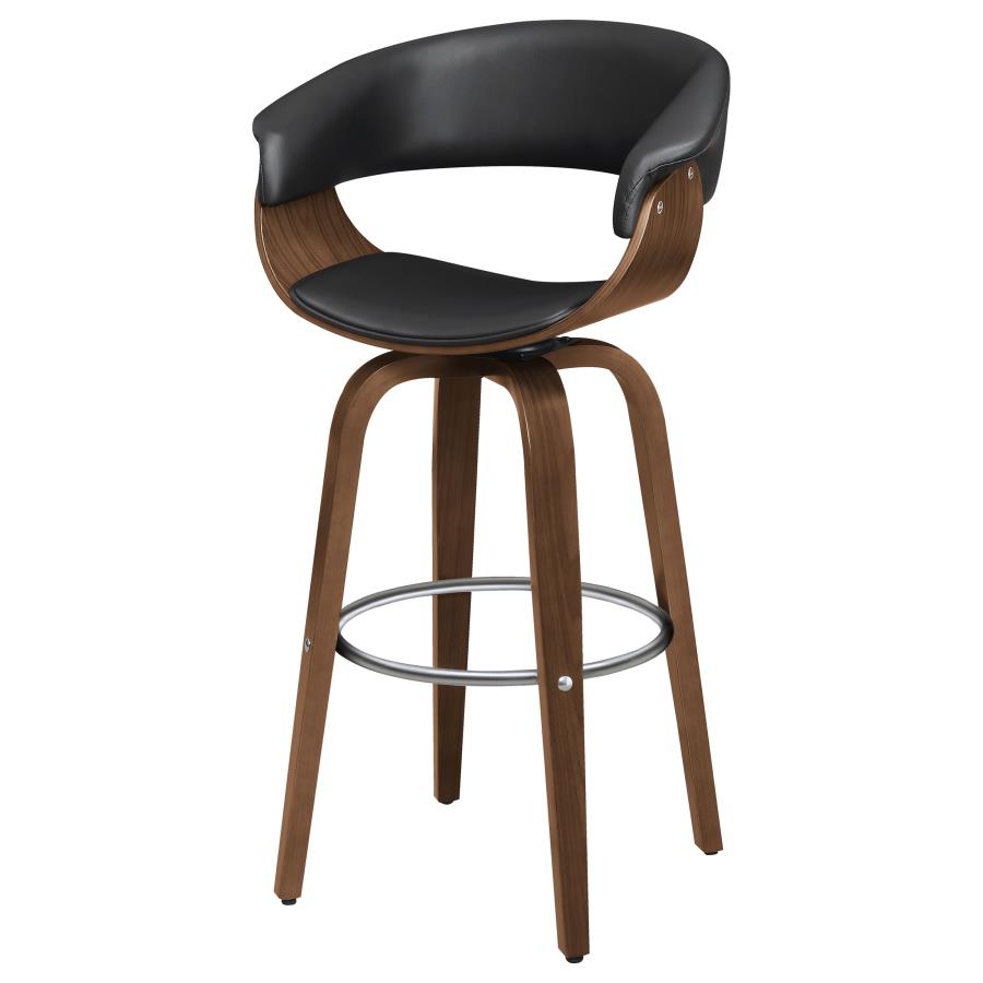 (image for) Zion Upholstered Swivel Bar Stool Walnut and Black