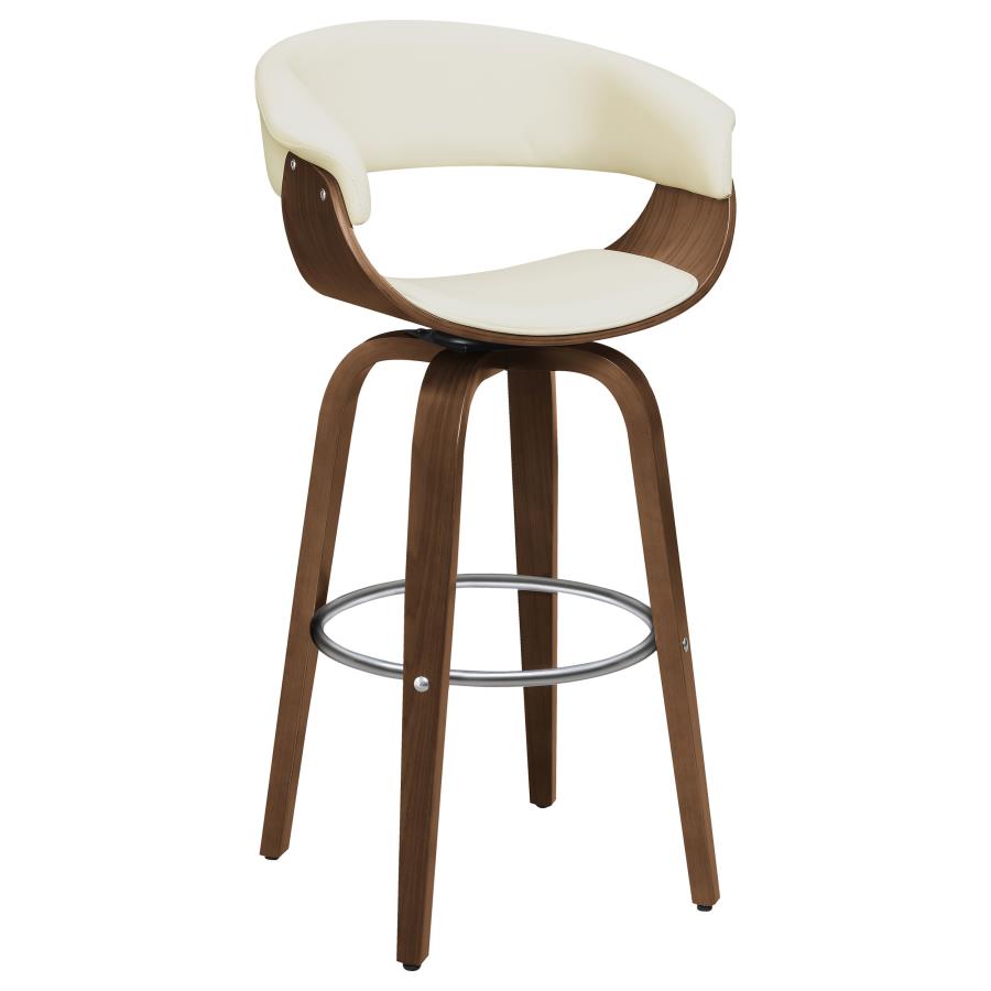 (image for) Zion Upholstered Swivel Bar Stool Walnut and Ecru - Click Image to Close