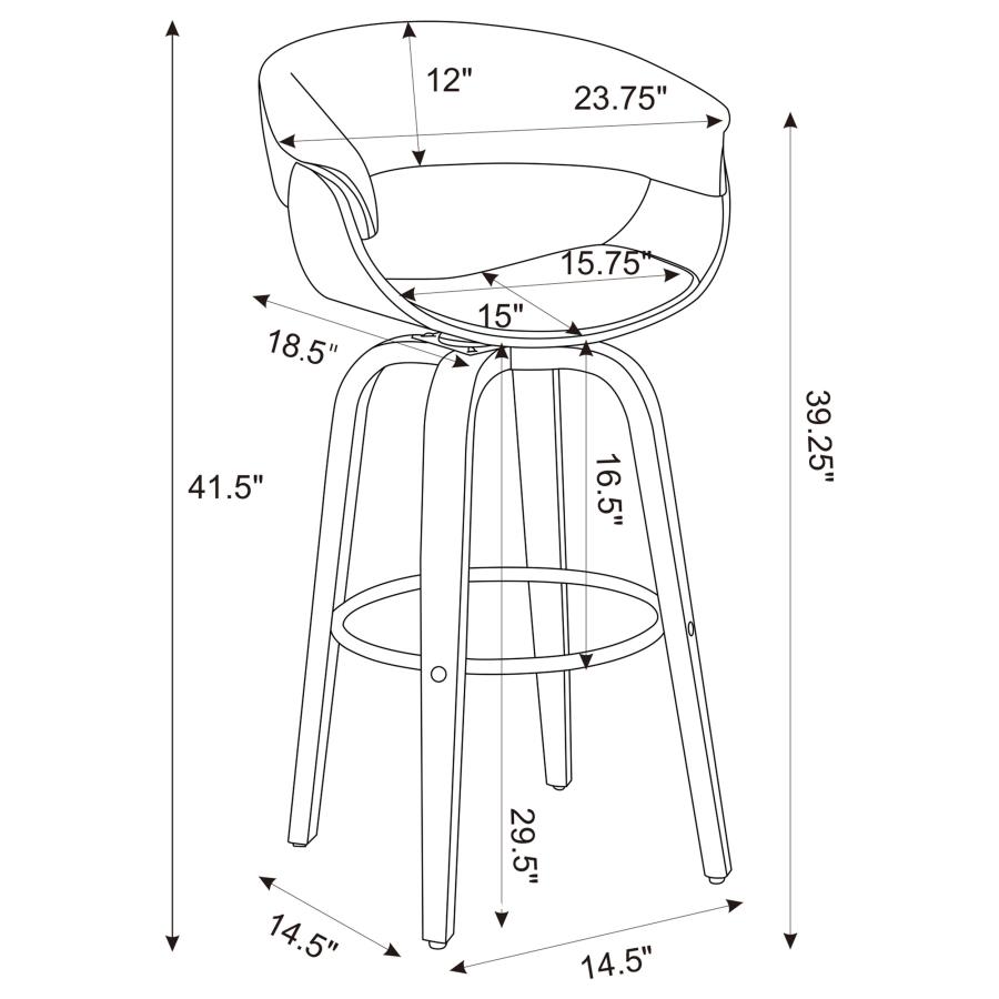 (image for) Zion Upholstered Swivel Bar Stool Walnut and Ecru