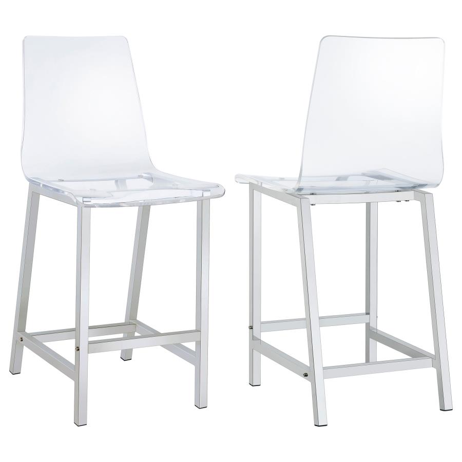 (image for) Juelia Clear Acrylic Counter Chair Chrome (Set of 2) - Click Image to Close