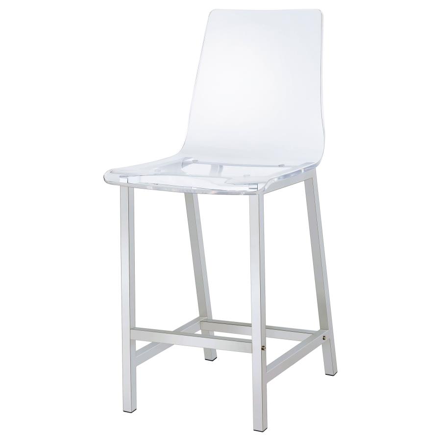 (image for) Juelia Clear Acrylic Counter Chair Chrome (Set of 2)