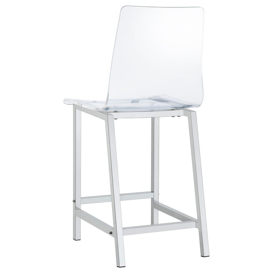 (image for) Juelia Clear Acrylic Counter Chair Chrome (Set of 2)