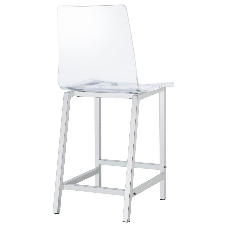 (image for) Juelia Clear Acrylic Counter Chair Chrome (Set of 2)