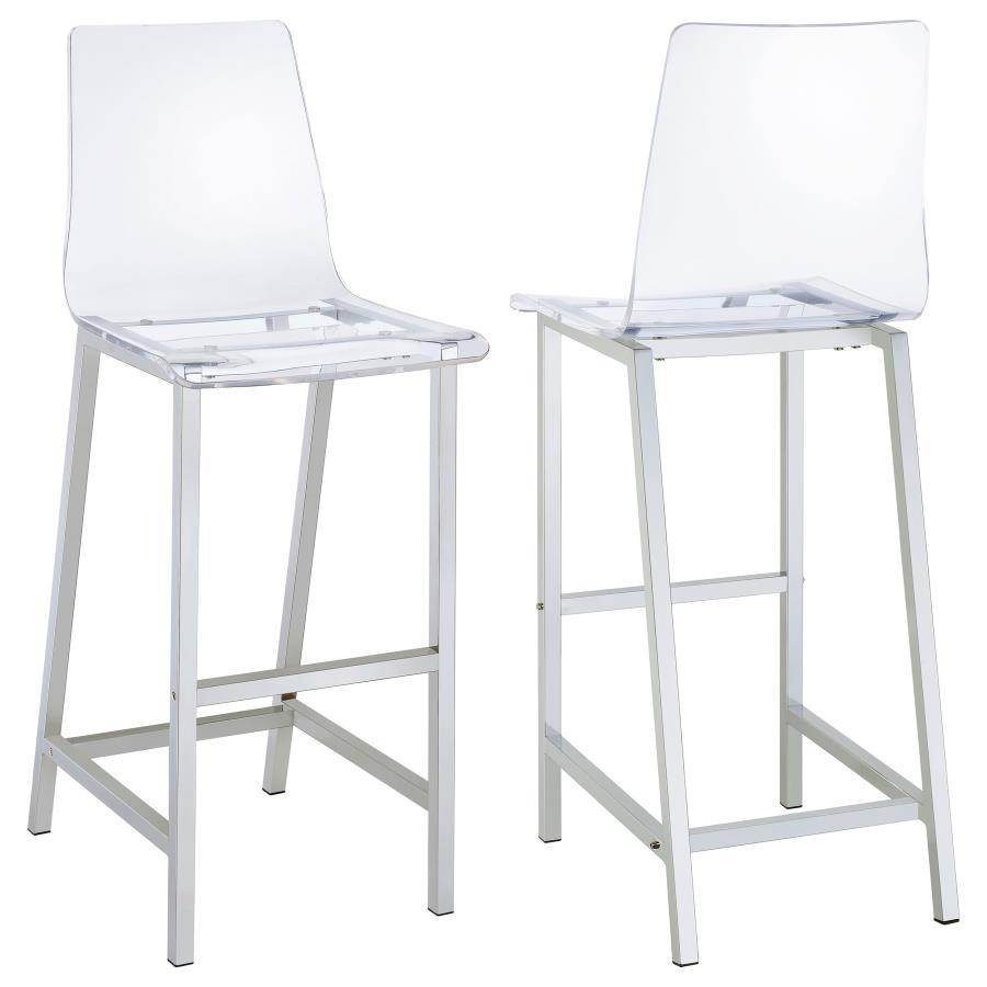 (image for) Juelia Clear Acrylic Bar Chair Chrome (Set of 2) - Click Image to Close