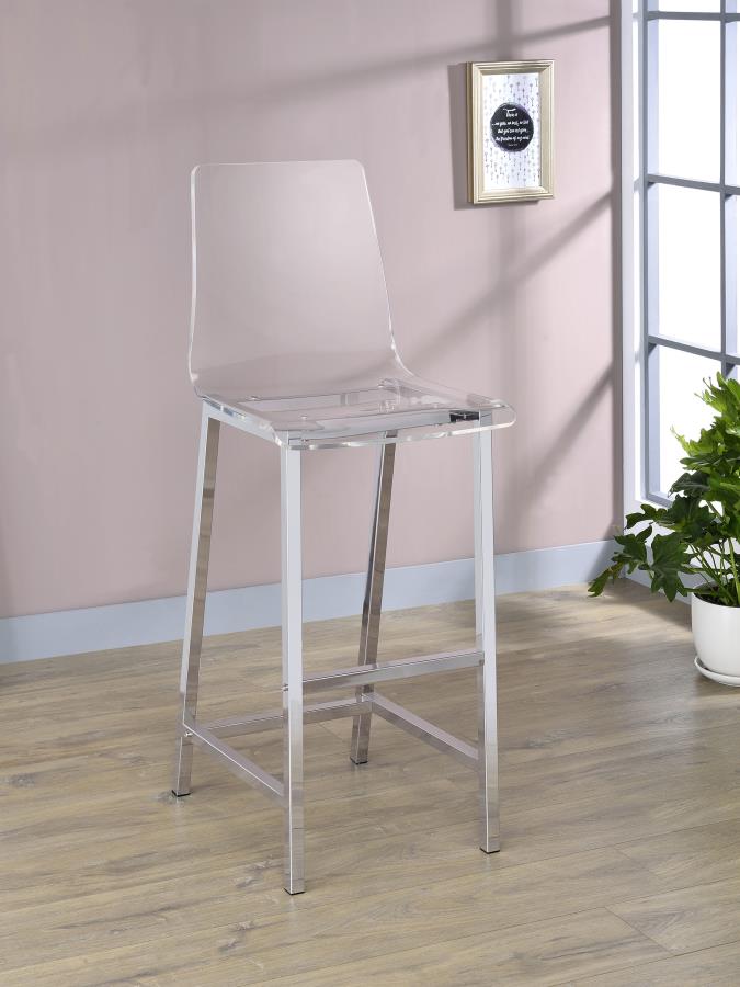 (image for) Juelia Clear Acrylic Bar Chair Chrome (Set of 2)