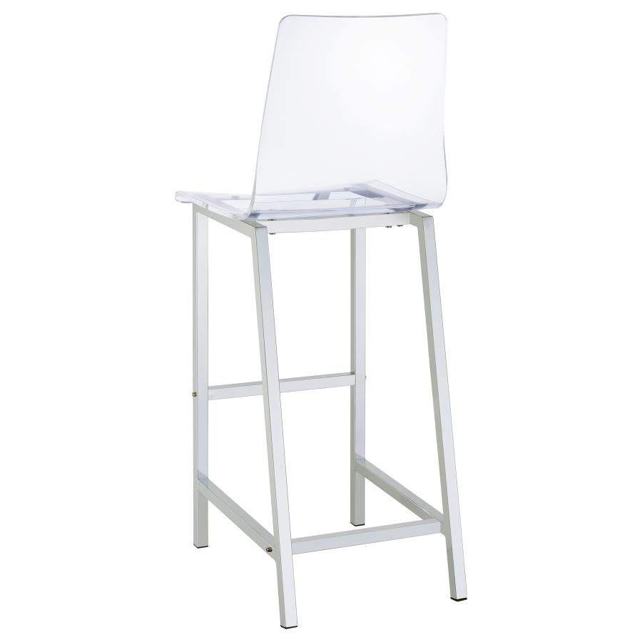 (image for) Juelia Clear Acrylic Bar Chair Chrome (Set of 2)