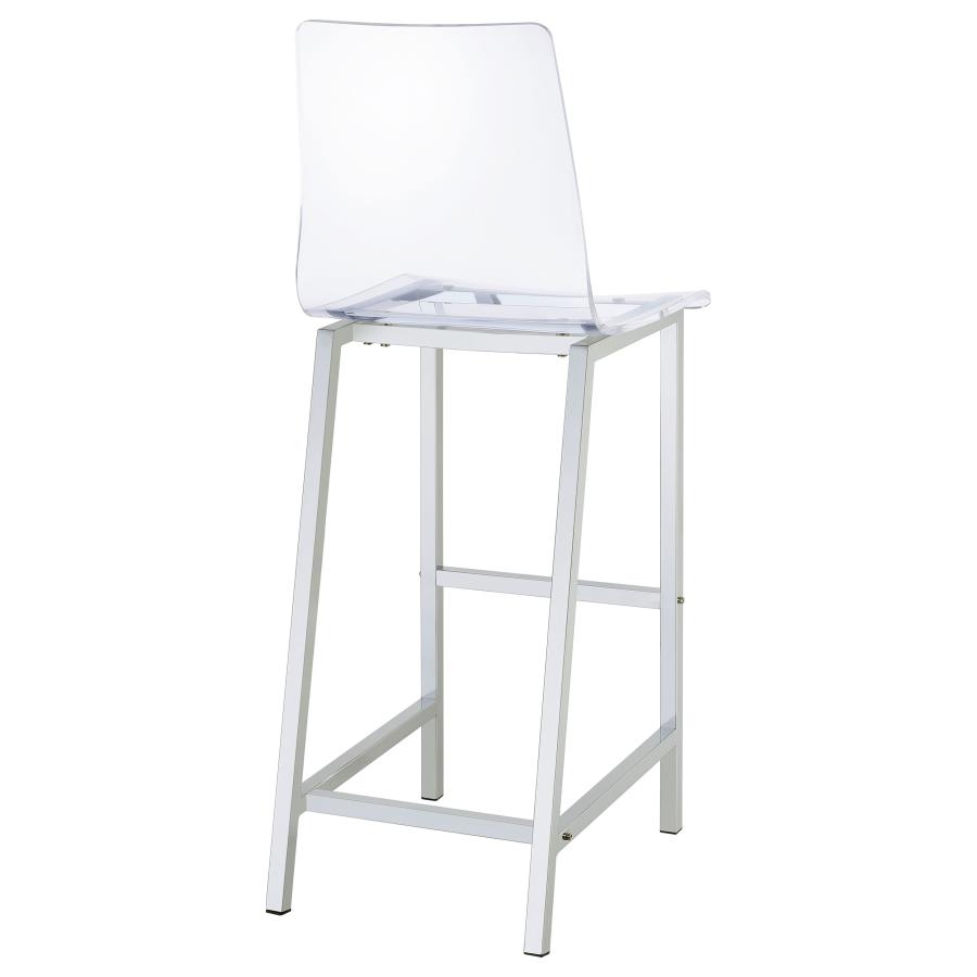 (image for) Juelia Clear Acrylic Bar Chair Chrome (Set of 2)