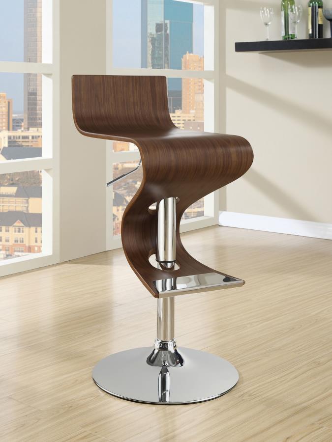 (image for) Covina Adjustable Bar Stool Walnut and Chrome