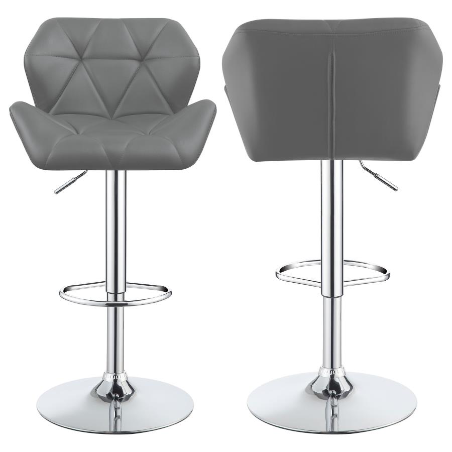 (image for) Berrington Upholstered Adjustable Bar Stool Grey (Set of 2) - Click Image to Close