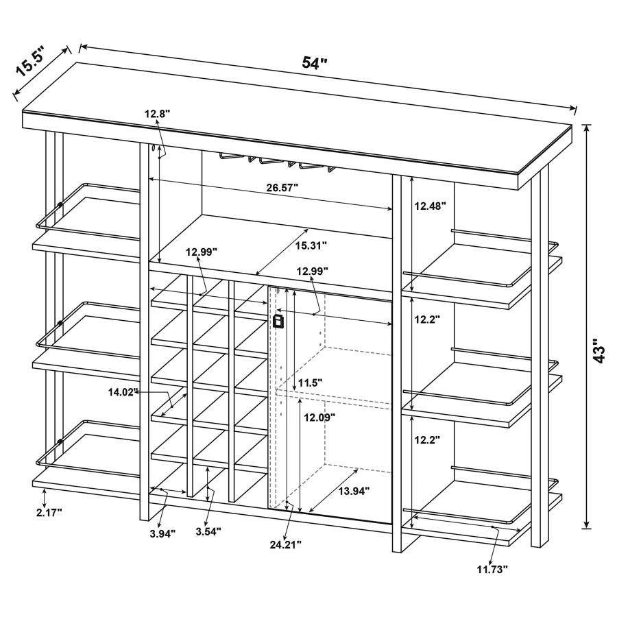 (image for) Evelio 6-shelf Glass Top Home Bar Wine Cabinet Walnut