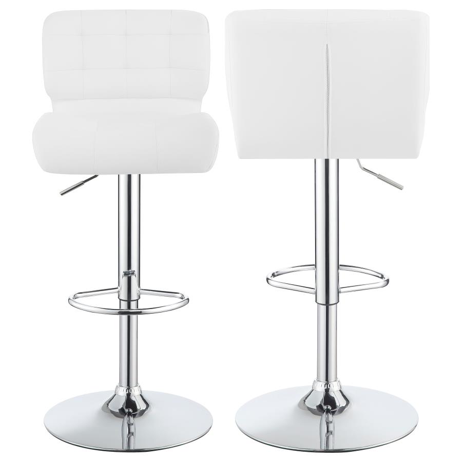 (image for) Solana Upholstered Adjustable Bar Stools Chrome and White (Set of 2)