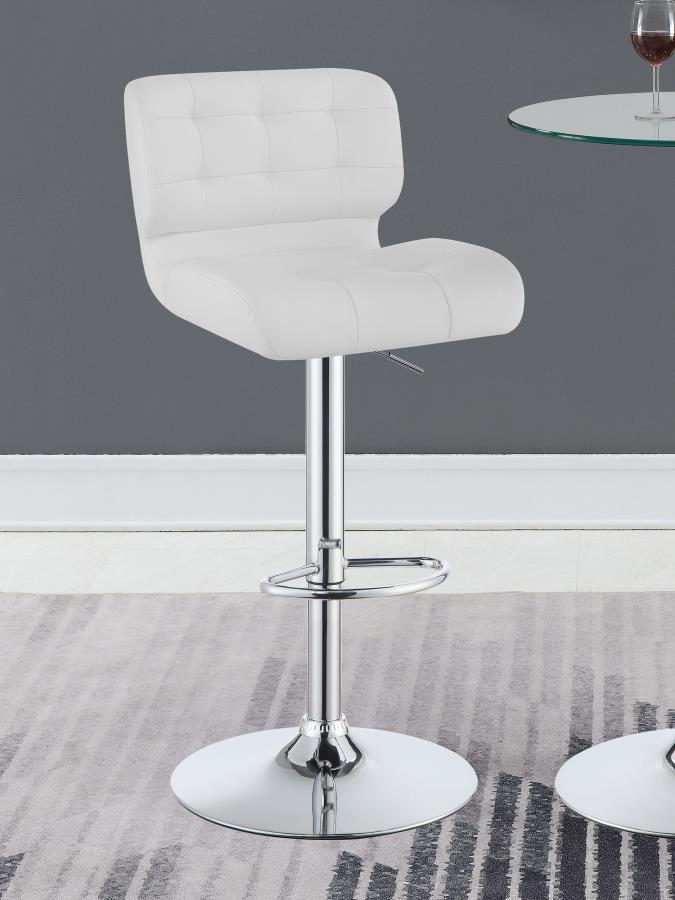 (image for) Solana Upholstered Adjustable Bar Stools Chrome and White (Set of 2)