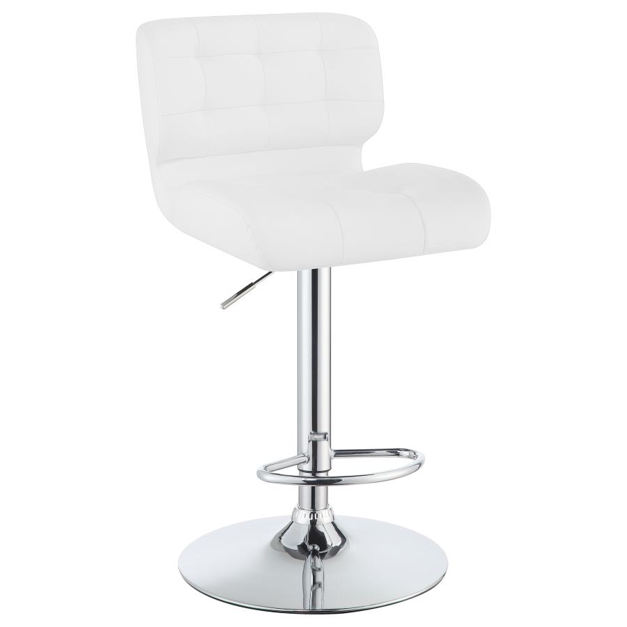 (image for) Solana Upholstered Adjustable Bar Stools Chrome and White (Set of 2)