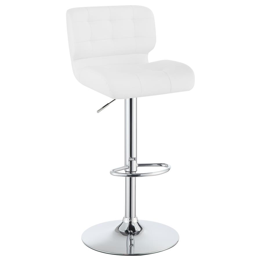 (image for) Solana Upholstered Adjustable Bar Stools Chrome and White (Set of 2)