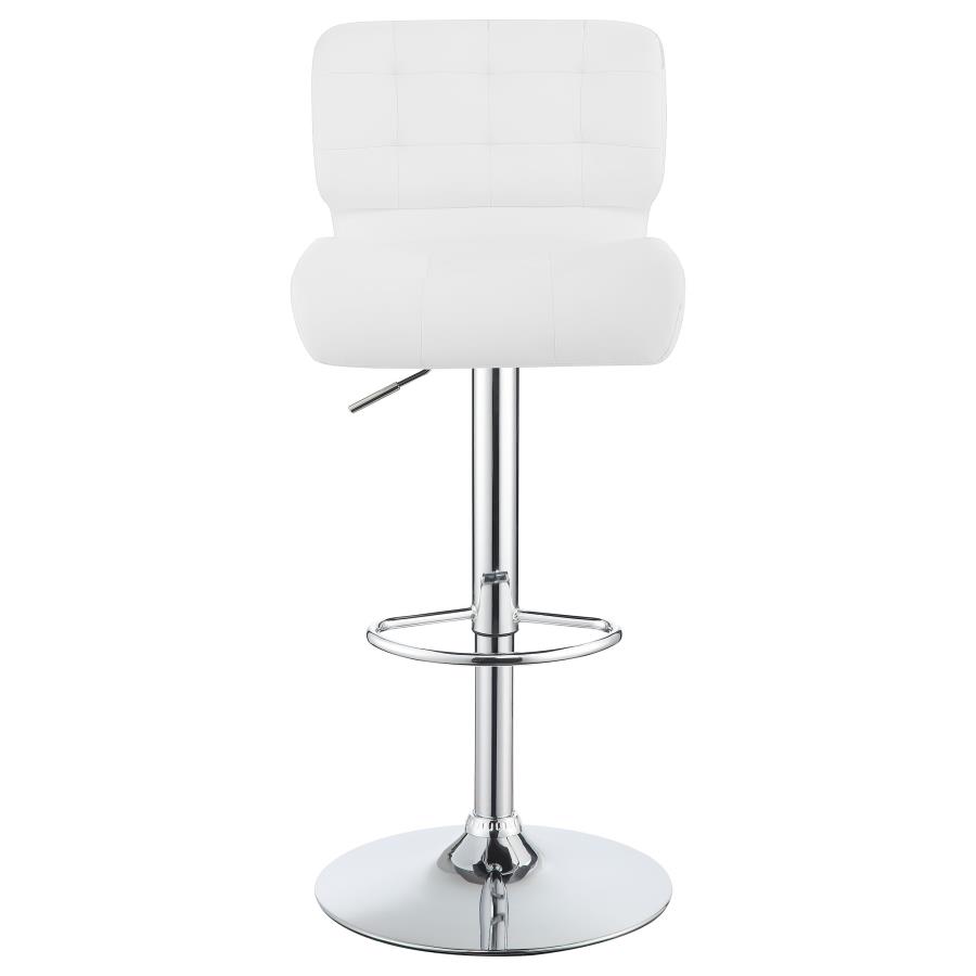 (image for) Solana Upholstered Adjustable Bar Stools Chrome and White (Set of 2)