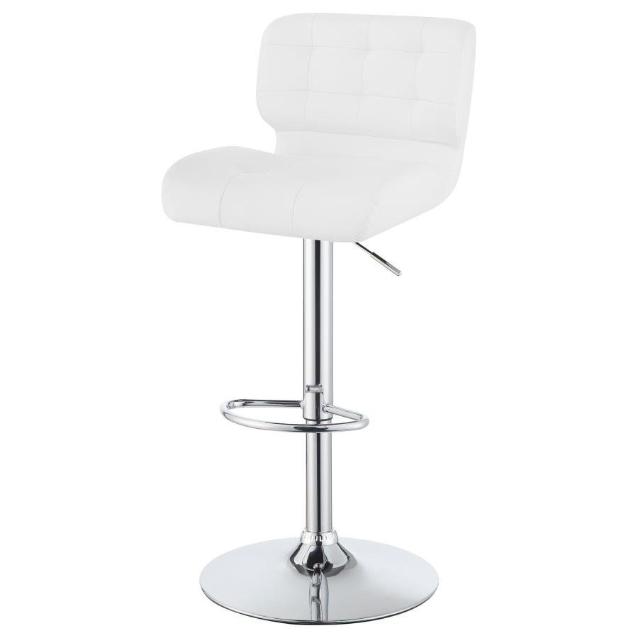 (image for) Solana Upholstered Adjustable Bar Stools Chrome and White (Set of 2)